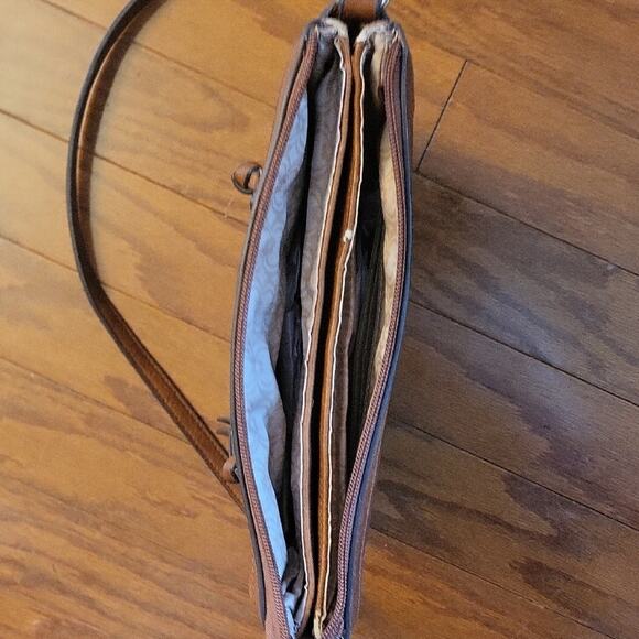 Charming Charlie Brown and Gold Crossbody Bag with Chain Detail NWT - Picture 12 of 16